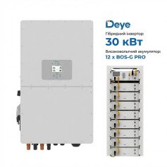 Deye 30 kW Inverter (3ph) + 61.44 kWh Battery + BMS + Rack